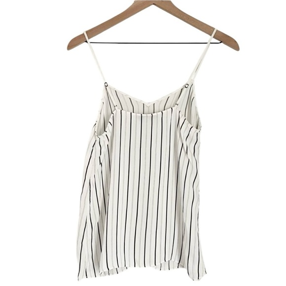 Tibi Women’s Silk Anna Stripe Spaghetti Strap Cami in White and Black Size 0 - Picture 5 of 10